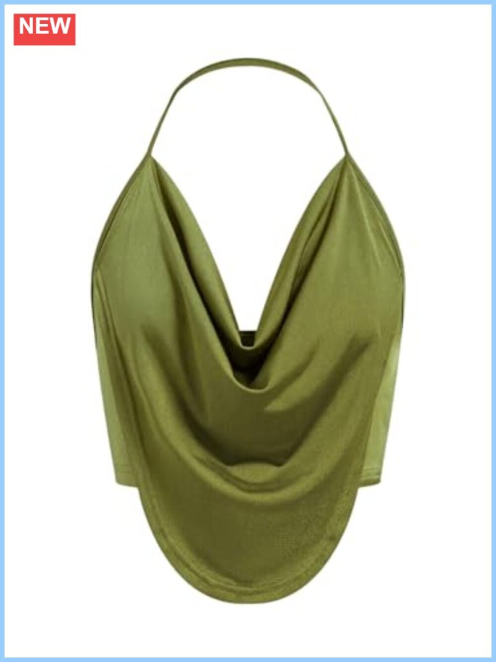 Sleeveless Draped Halter Top Backless Asymmetrical Hem Slim Fit Camisole